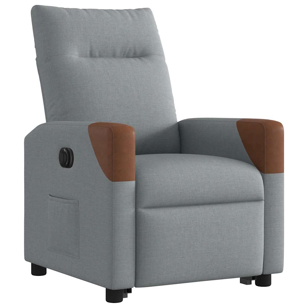 vidaXL Fotoliu electric rabatabil cu ridicare, gri deschis, textil