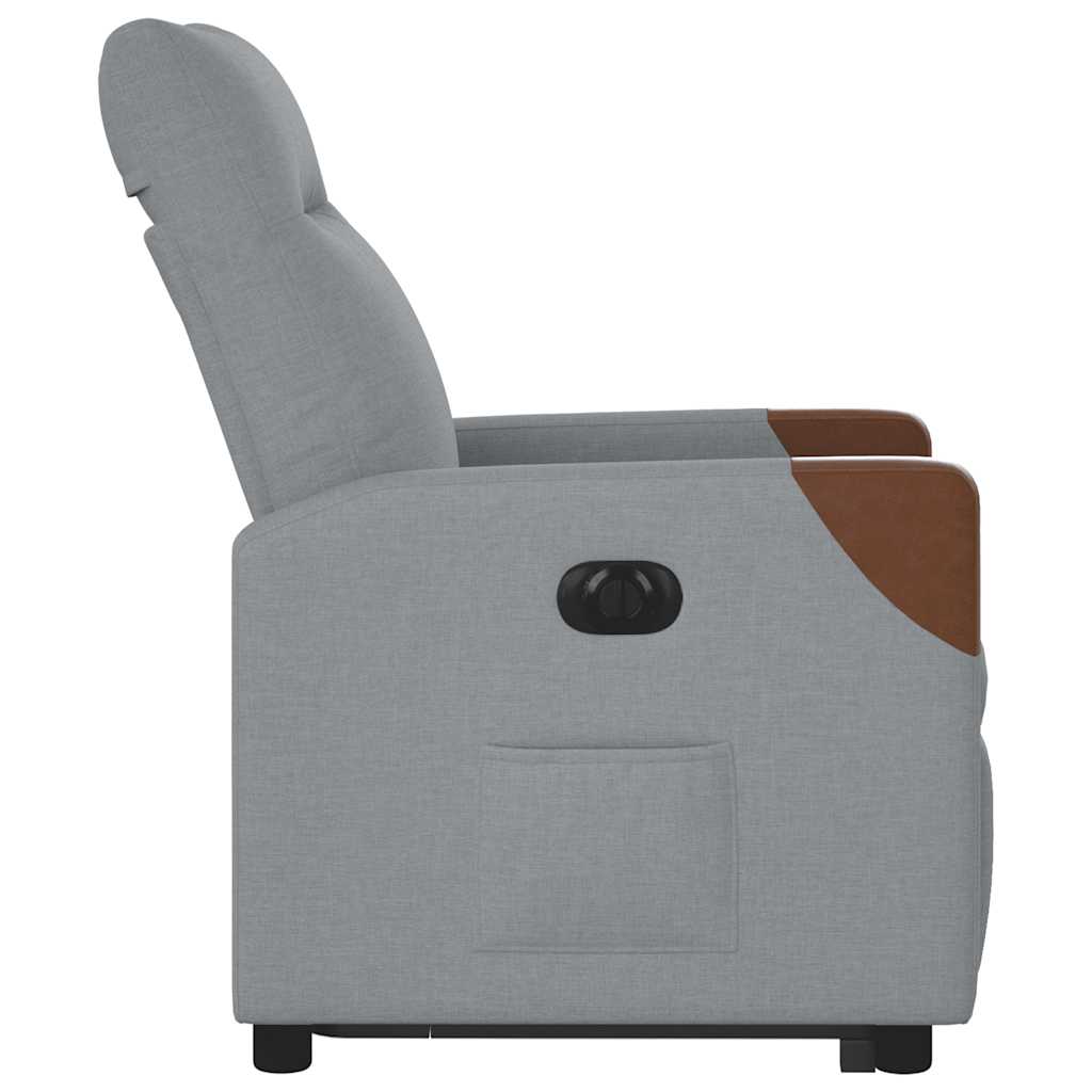 vidaXL Fotoliu electric rabatabil cu ridicare, gri deschis, textil