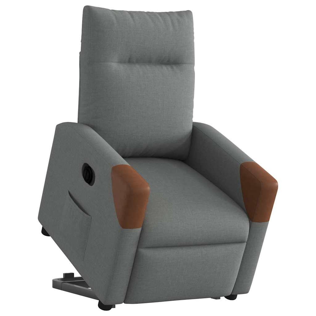 vidaXL Fotoliu electric rabatabil cu ridicare, gri închis, textil