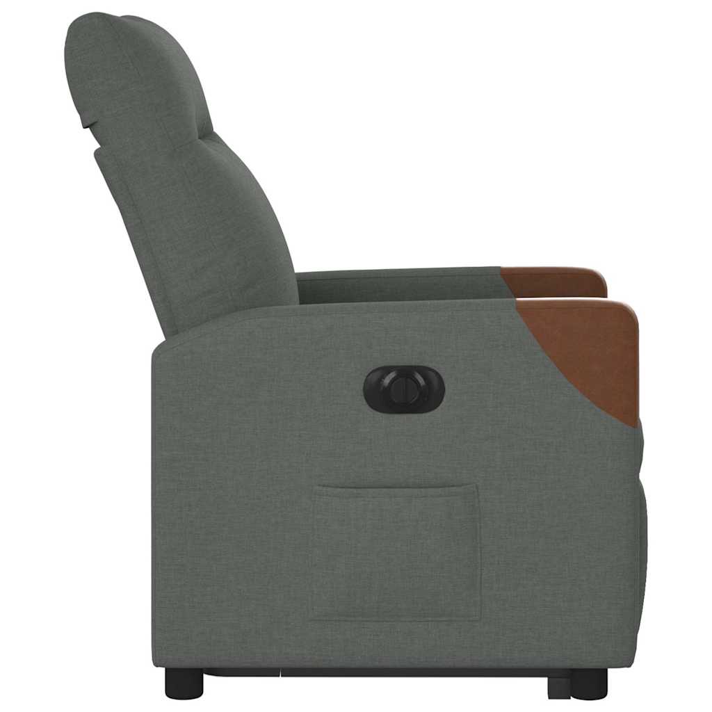 vidaXL Fotoliu electric rabatabil cu ridicare, gri închis, textil