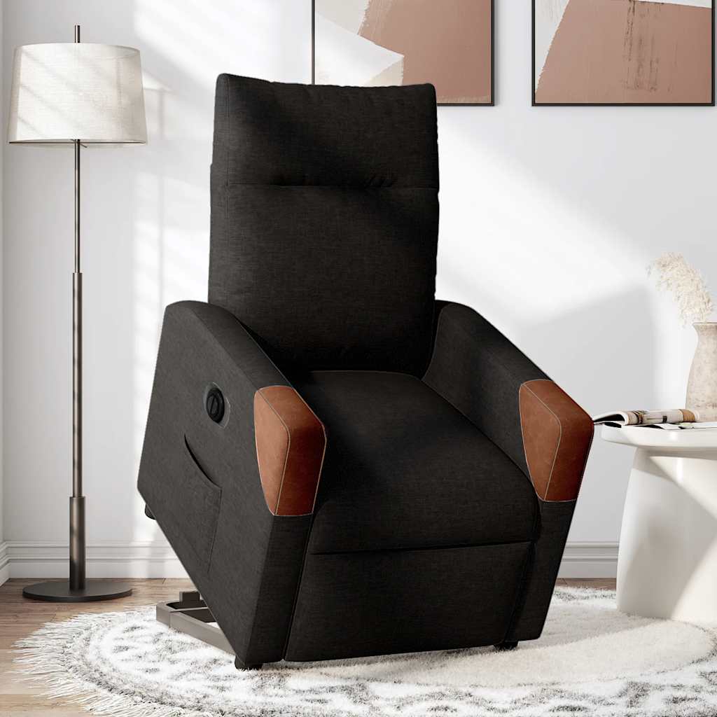vidaXL Fotoliu electric rabatabil cu ridicare, negru, textil