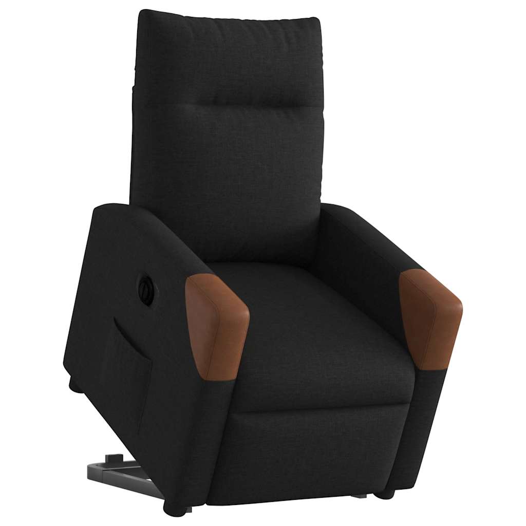 vidaXL Fotoliu electric rabatabil cu ridicare, negru, textil