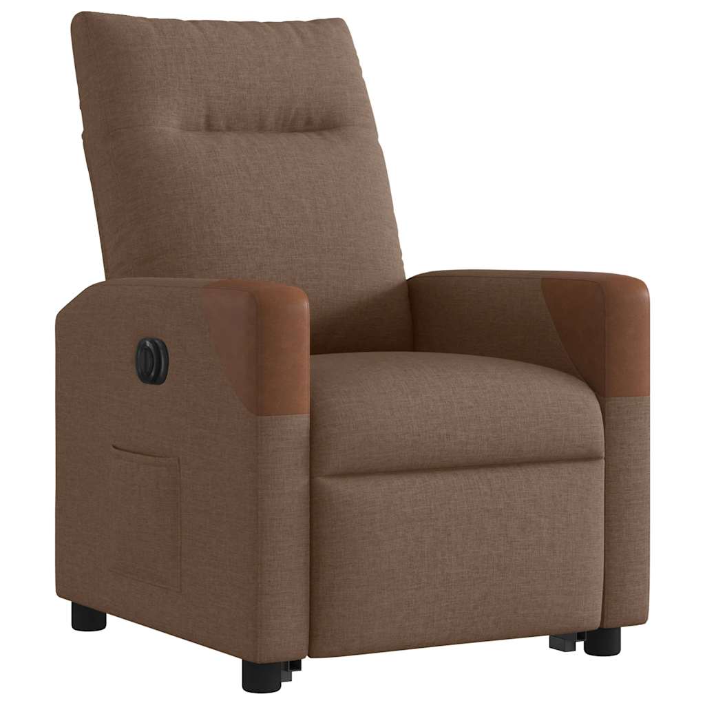 vidaXL Fotoliu electric rabatabil cu ridicare, maro, textil