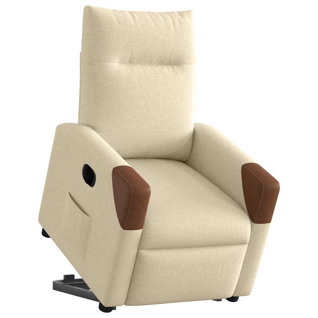vidaXL Fotoliu electric rabatabil cu ridicare, crem, textil