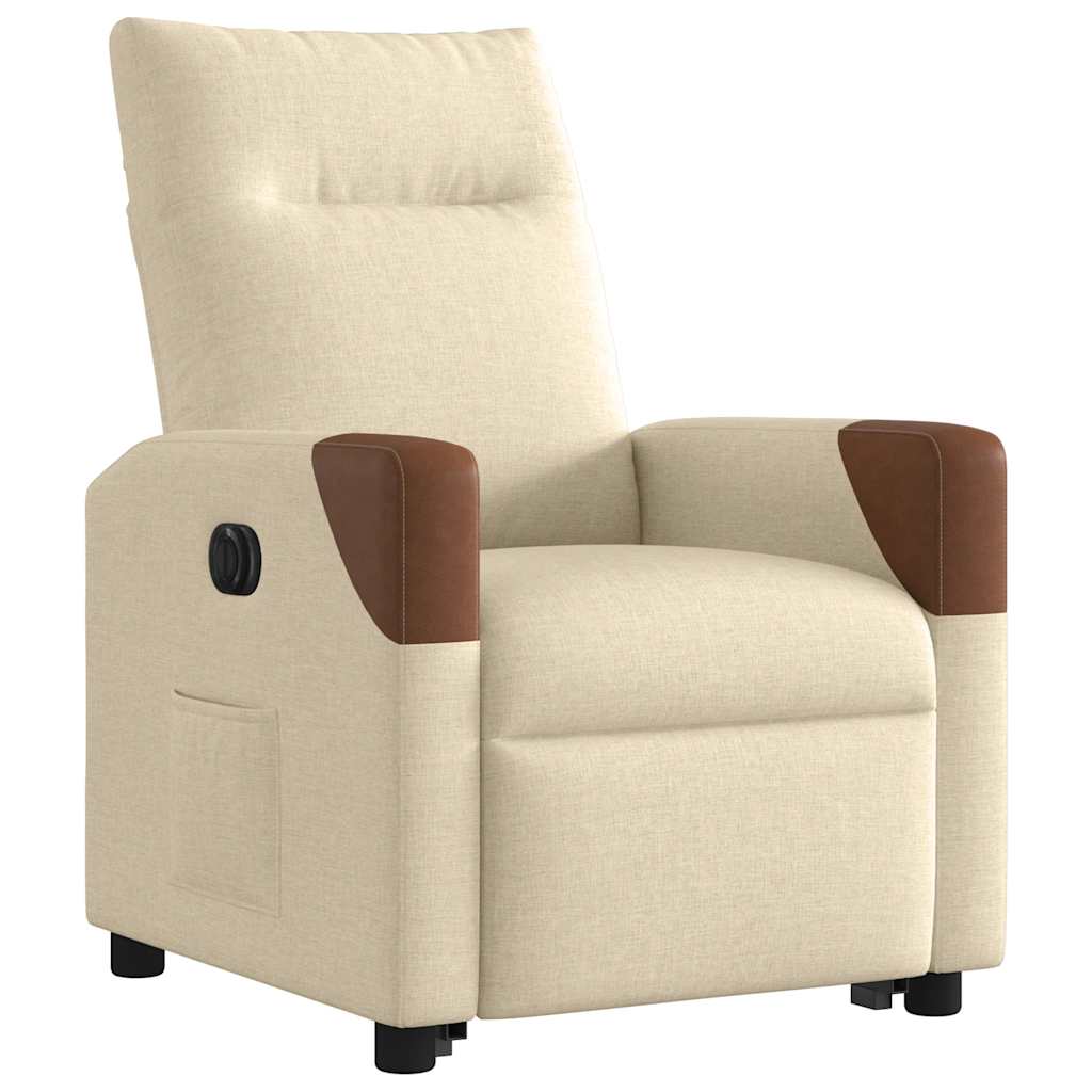 vidaXL Fotoliu electric rabatabil cu ridicare, crem, textil