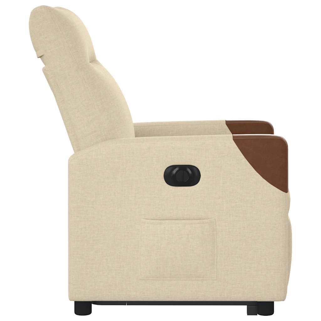 vidaXL Fotoliu electric rabatabil cu ridicare, crem, textil