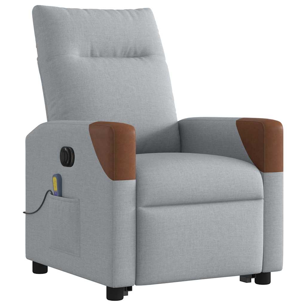 vidaXL Fotoliu electric masaj rabatabil cu ridicare, gri închis textil