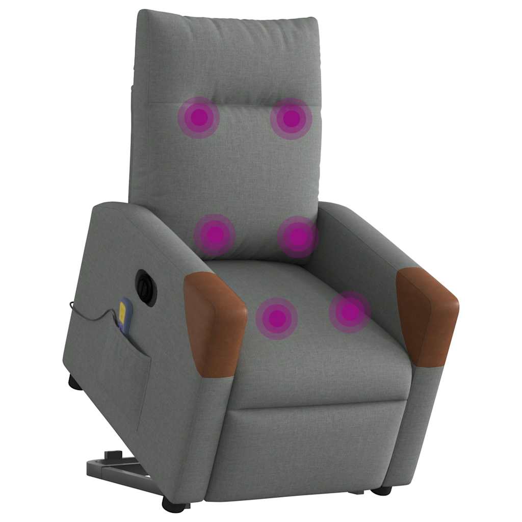 vidaXL Fotoliu electric masaj rabatabil cu ridicare, gri închis textil