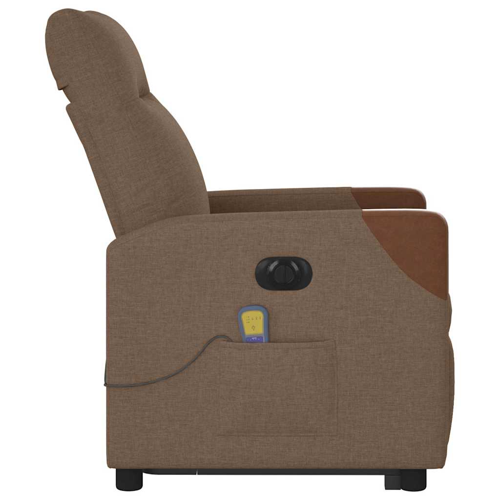 vidaXL Fotoliu electric de masaj rabatabil cu ridicare, maro, textil