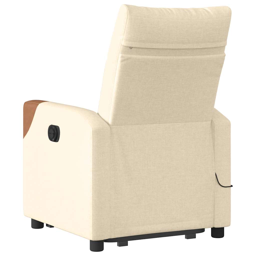 vidaXL Fotoliu electric de masaj rabatabil cu ridicare, crem, textil vidaXL Fotoliu electric de masaj rabatabil cu ridicare, crem, textil