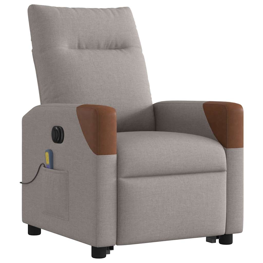 vidaXL Fotoliu electric masaj rabatabil cu ridicare, gri taupe, textil