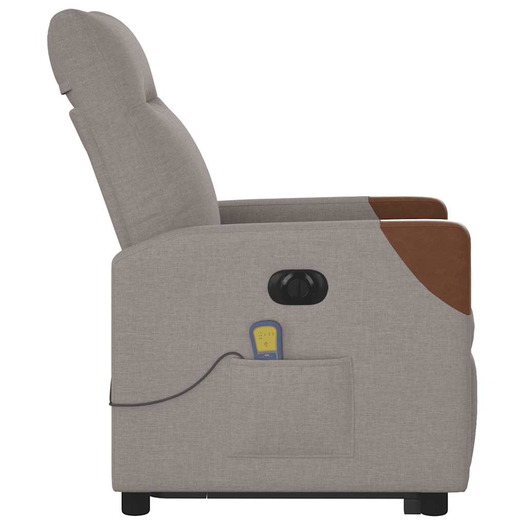 vidaXL Fotoliu electric masaj rabatabil cu ridicare, gri taupe, textil
