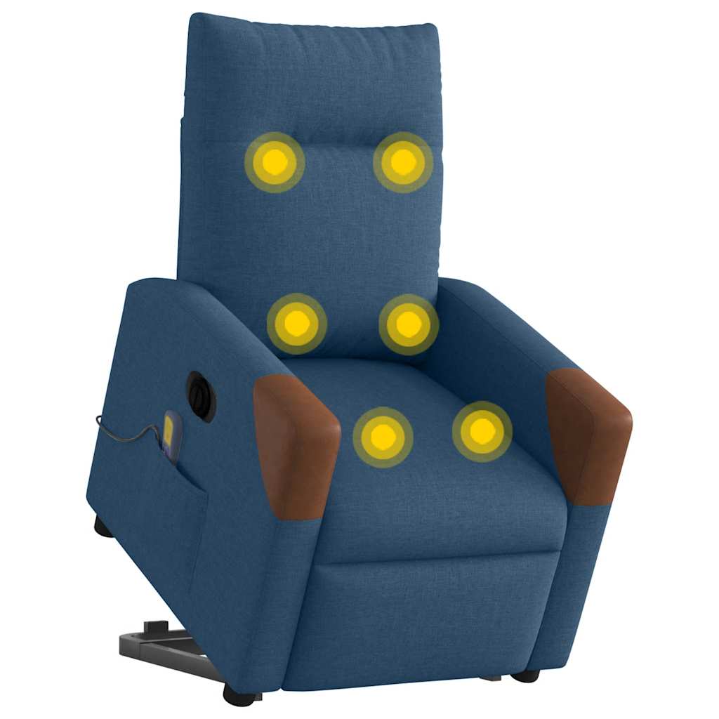 vidaXL Fotoliu electric masaj rabatabil cu ridicare, albastru, textil