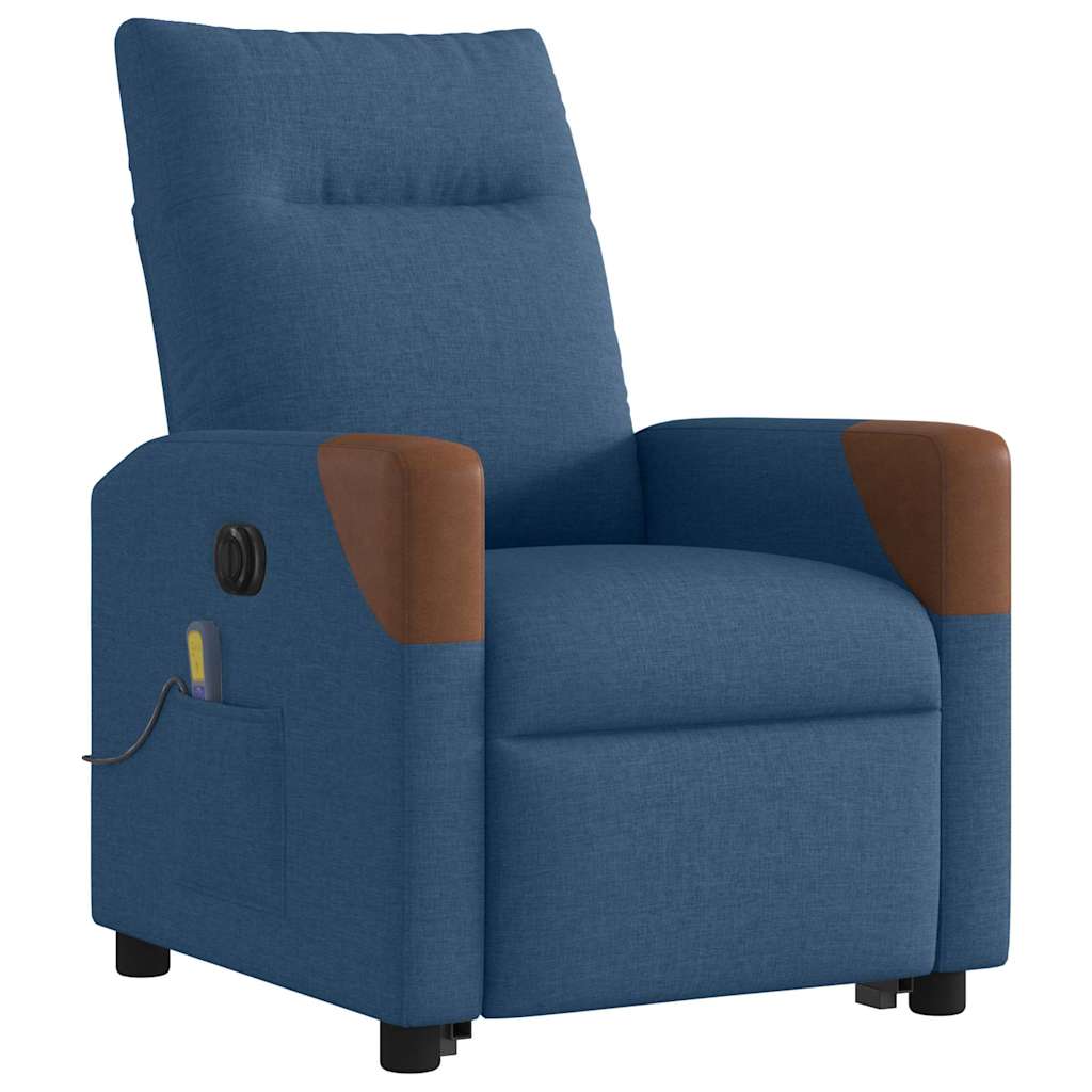 vidaXL Fotoliu electric masaj rabatabil cu ridicare, albastru, textil