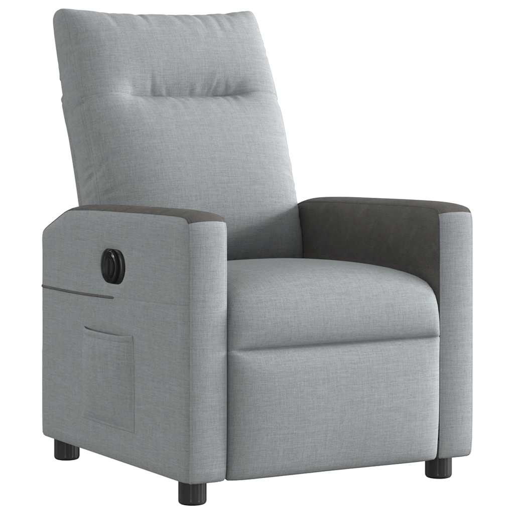 vidaXL Fotoliu rabatabil electric, gri deschis, textil