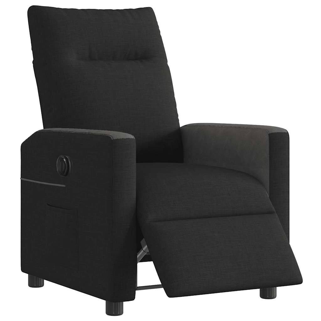 vidaXL Fotoliu rabatabil electric, negru, material textil