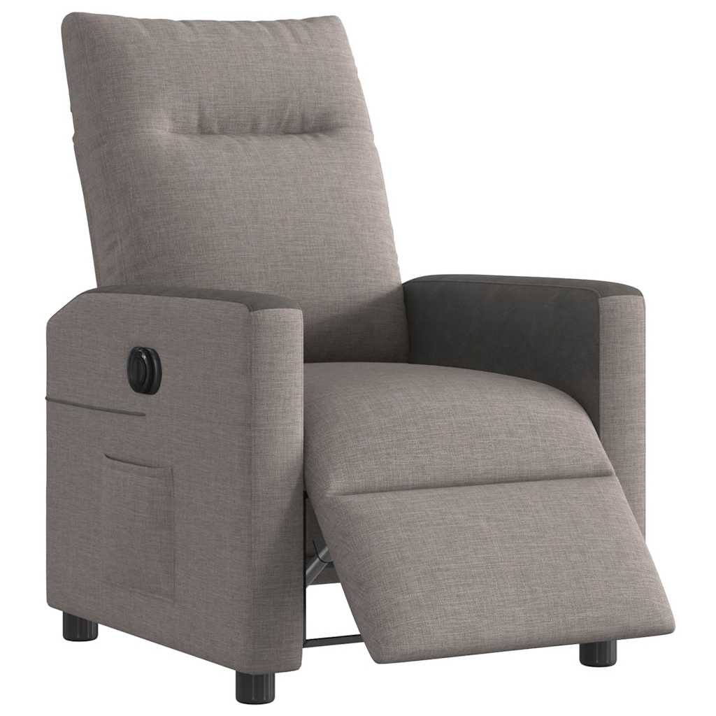 vidaXL Fotoliu rabatabil electric, gri taupe, material textil