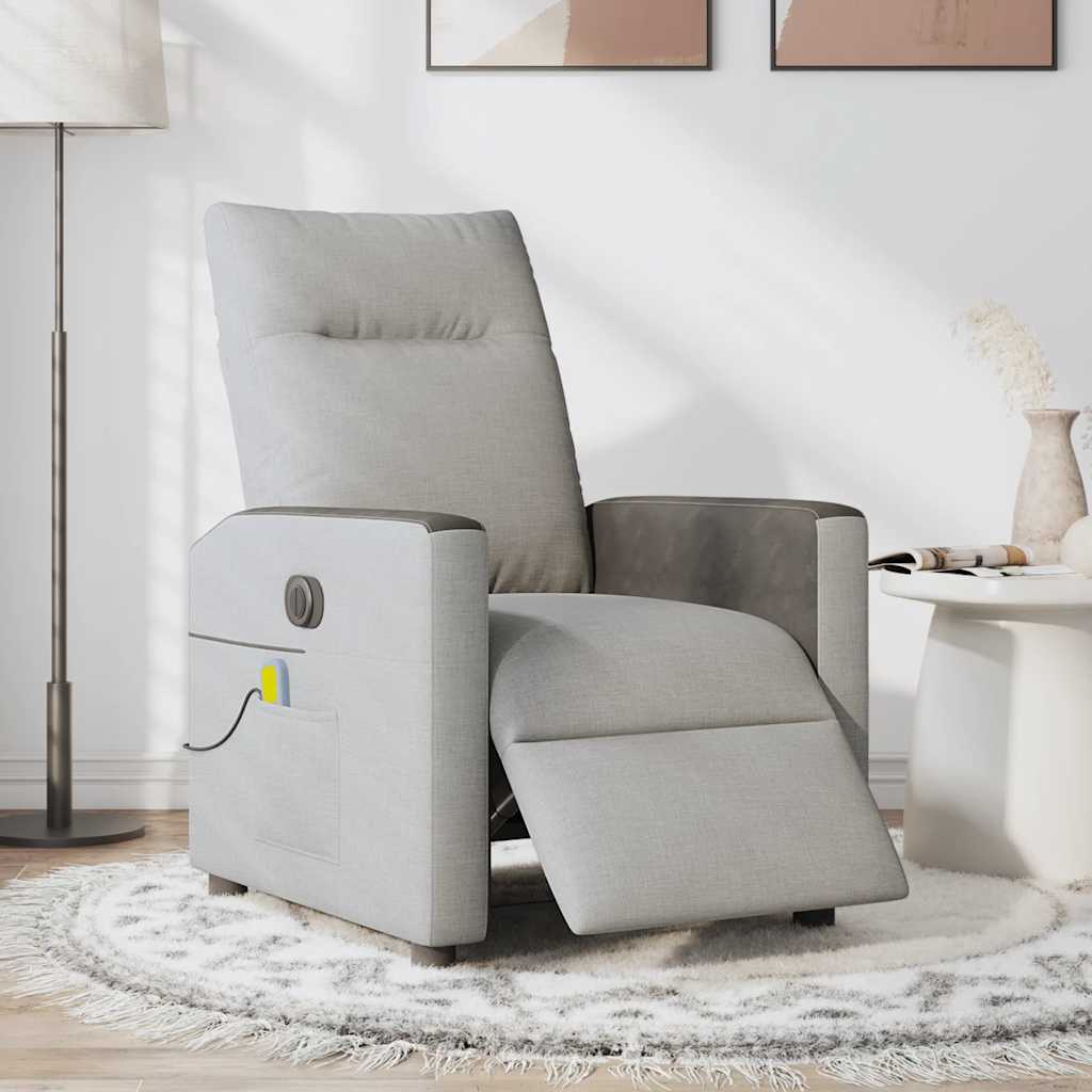 vidaXL Scaun reclinabil electric pentru masaj Cloud Grey Fabric vidaXL Scaun reclinabil electric pentru masaj Cloud Grey Fabric