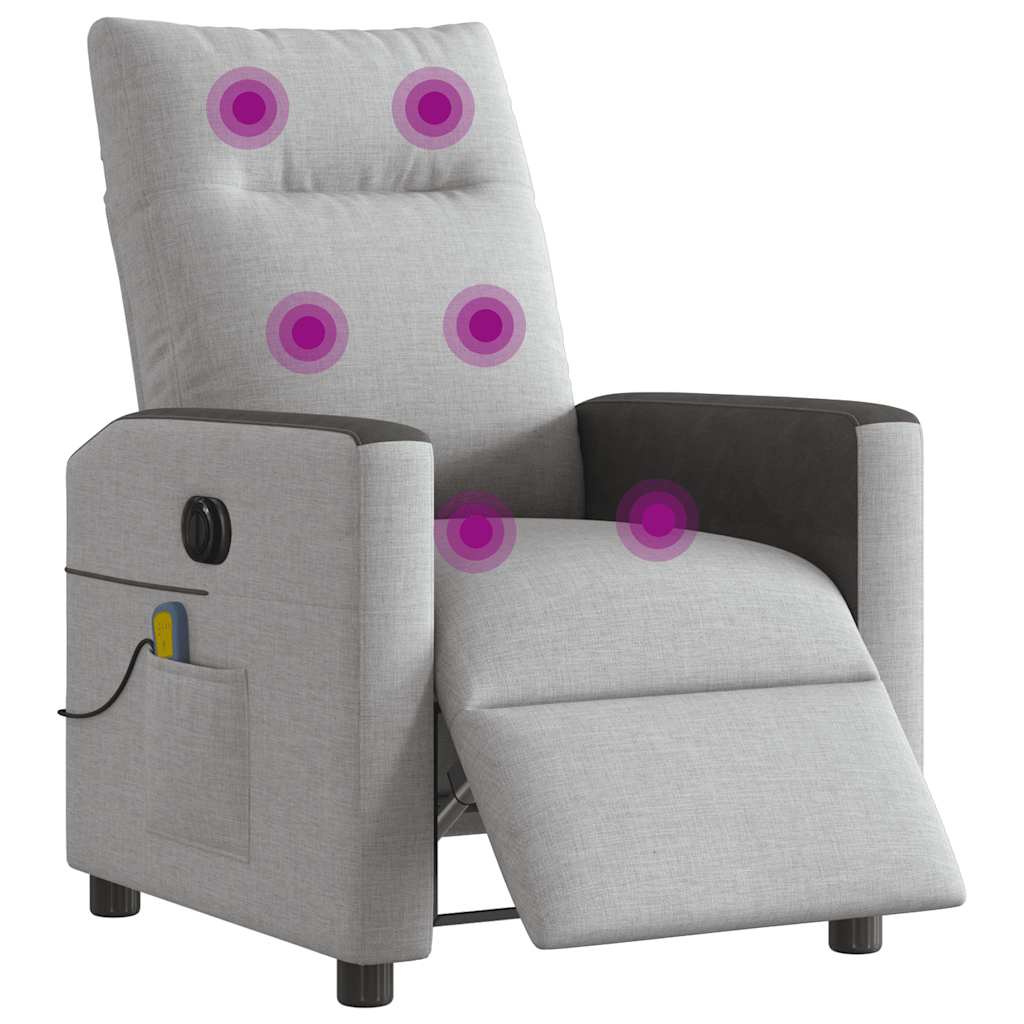 vidaXL Scaun reclinabil electric pentru masaj Cloud Grey Fabric vidaXL Scaun reclinabil electric pentru masaj Cloud Grey Fabric