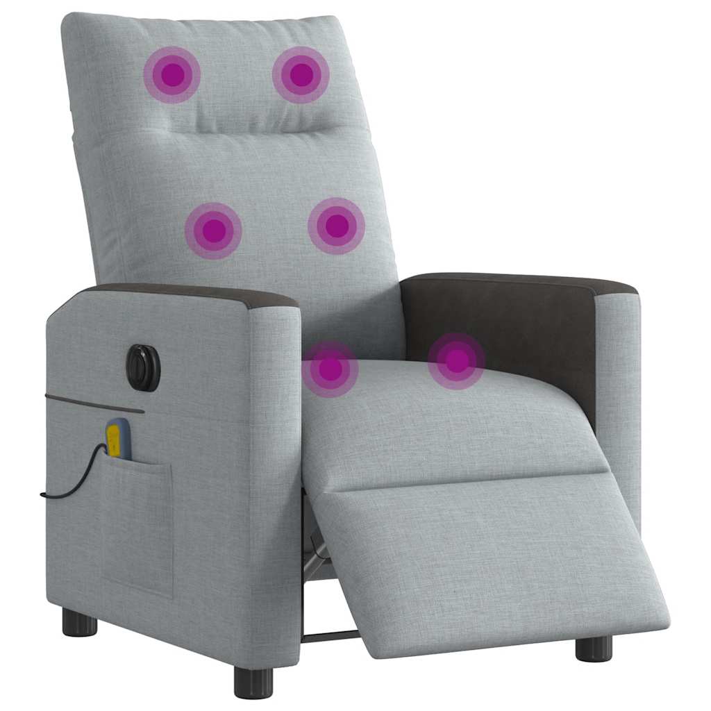 vidaXL Fotoliu electric de masaj rabatabil, gri deschis, microfibră