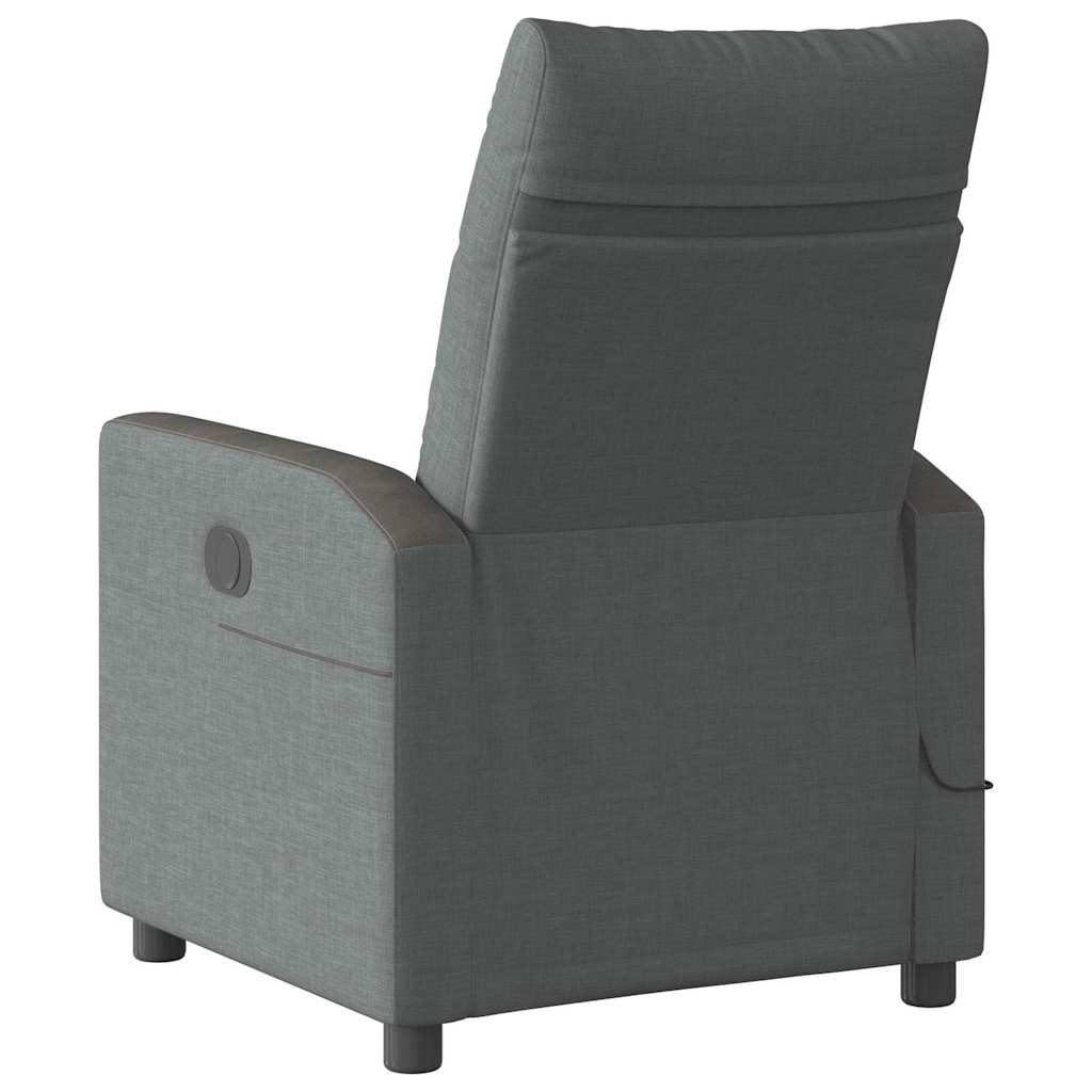 vidaXL Fotoliu electric de masaj rabatabil, gri închis, textil