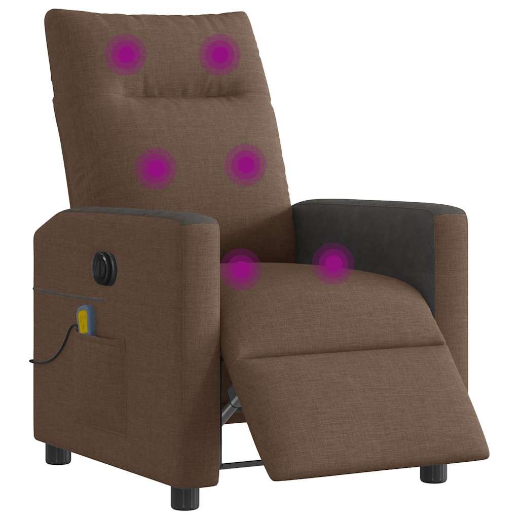 vidaXL Fotoliu electric de masaj rabatabil, maro, textil