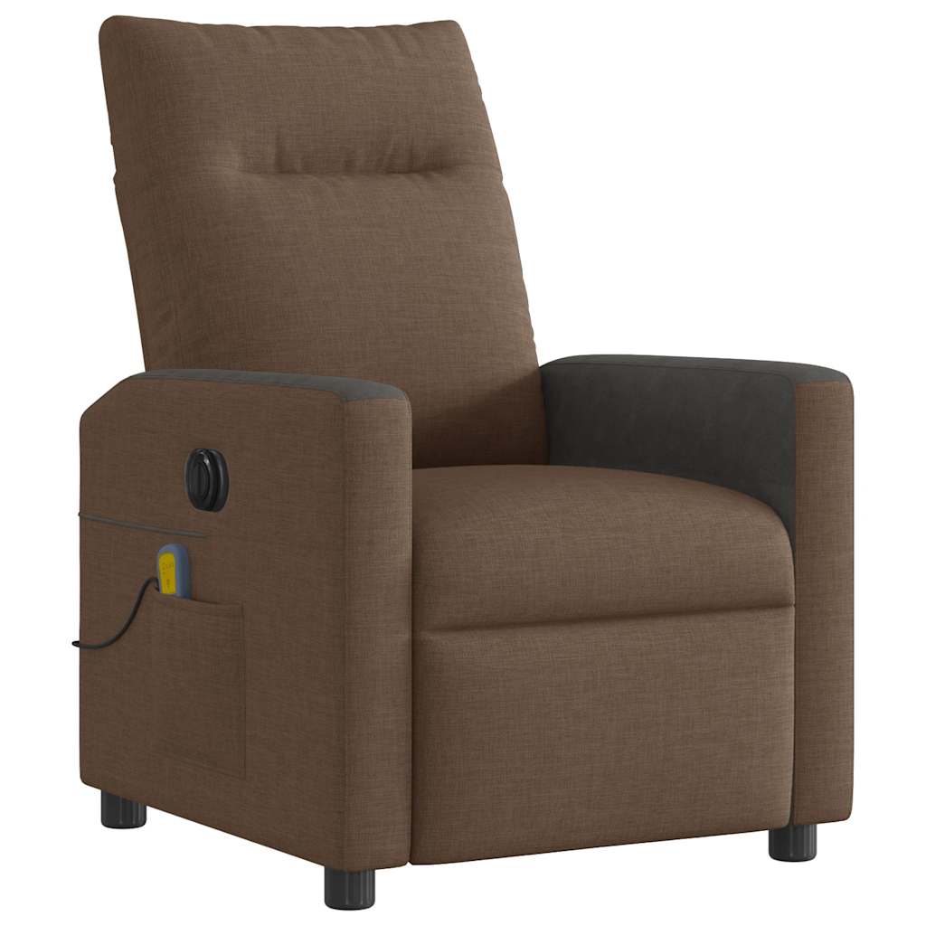 vidaXL Fotoliu electric de masaj rabatabil, maro, textil