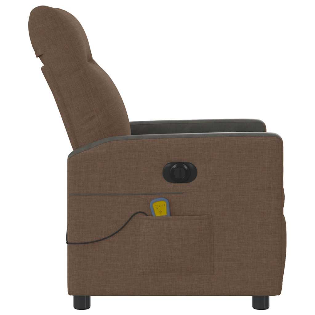 vidaXL Fotoliu electric de masaj rabatabil, maro, textil