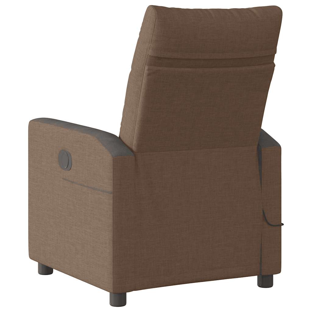 vidaXL Fotoliu electric de masaj rabatabil, maro, textil