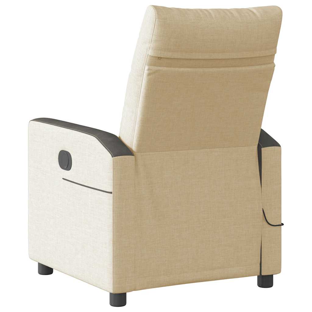 vidaXL Fotoliu electric de masaj rabatabil, crem, textil