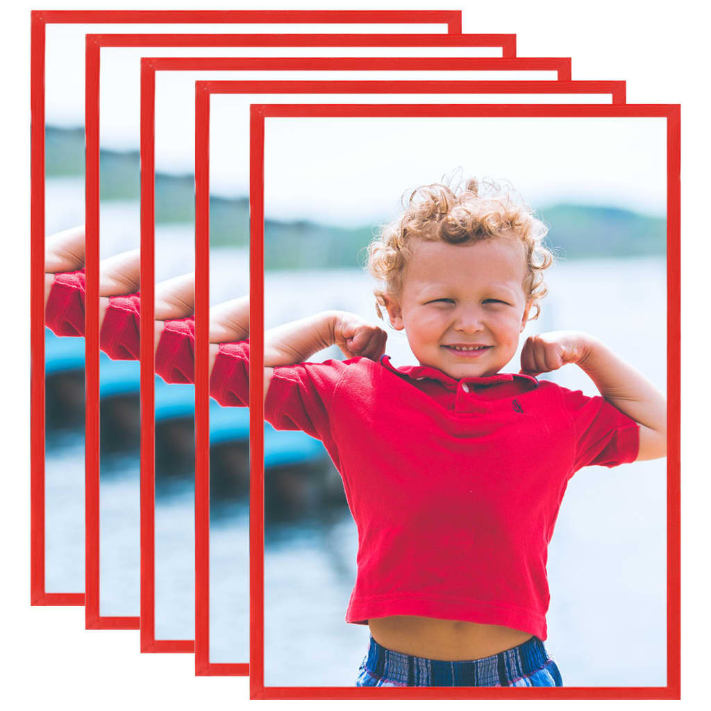 vidaXL Rame foto colaj pentru perete/masă, 5 buc., roșu, 70x90 cm, MDF vidaXL Rame foto colaj pentru perete/masă, 5 buc., roșu, 70x90 cm, MDF
