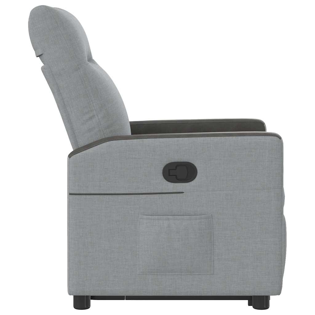 vidaXL Fotoliu rabatabil cu ridicare, gri deschis, material textil