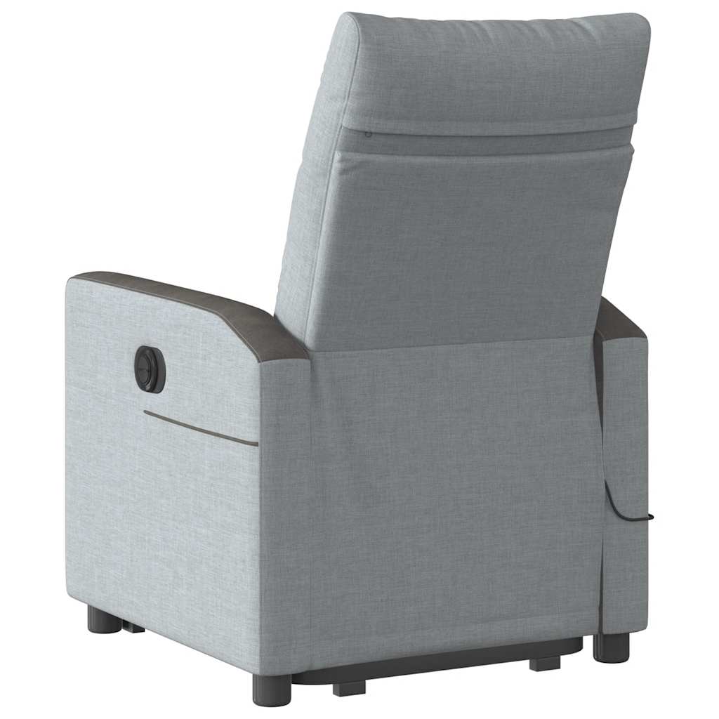 vidaXL Fotoliu de masaj rabatabil cu ridicare, gri deschis, textil vidaXL Fotoliu de masaj rabatabil cu ridicare, gri deschis, textil