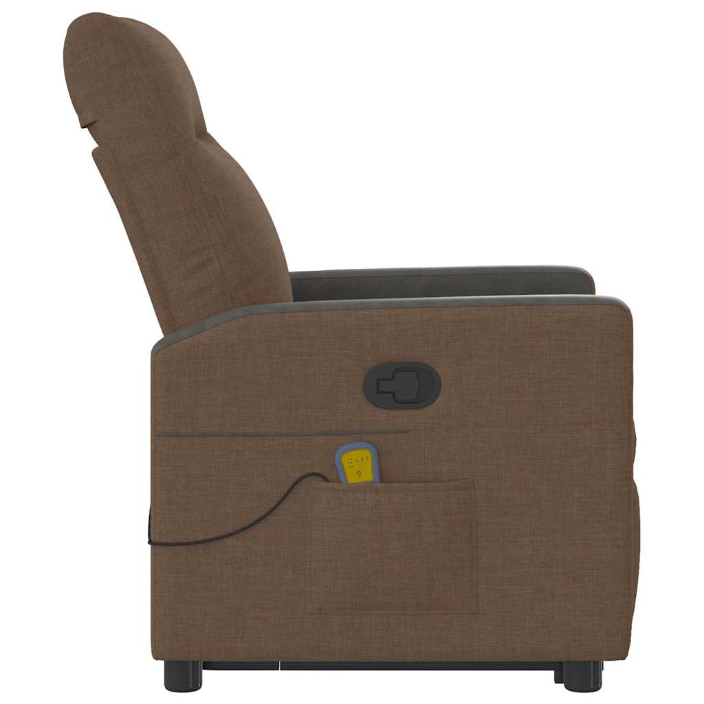 vidaXL Fotoliu de masaj rabatabil cu ridicare, maro, textil