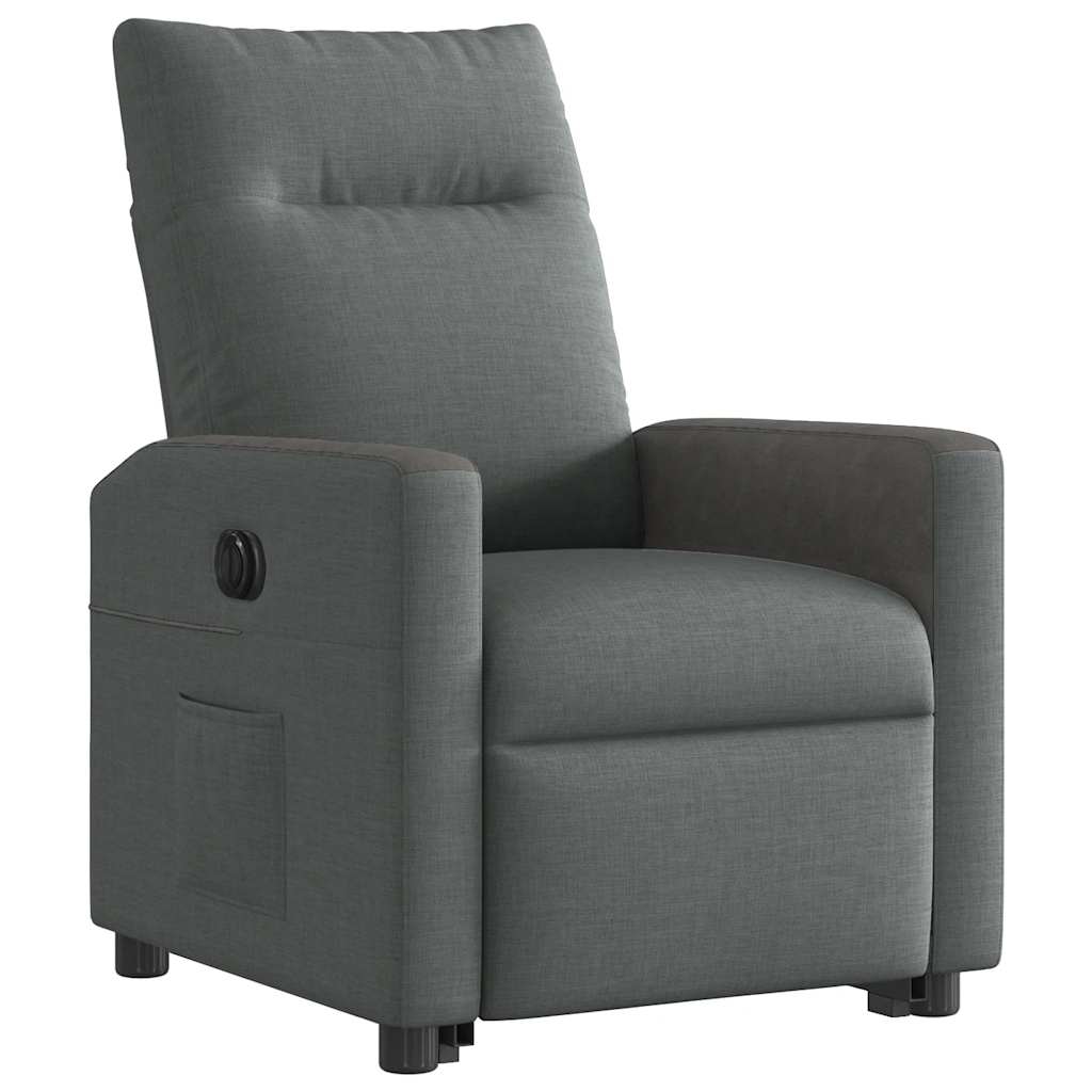 vidaXL Fotoliu electric rabatabil cu ridicare, gri închis, textil