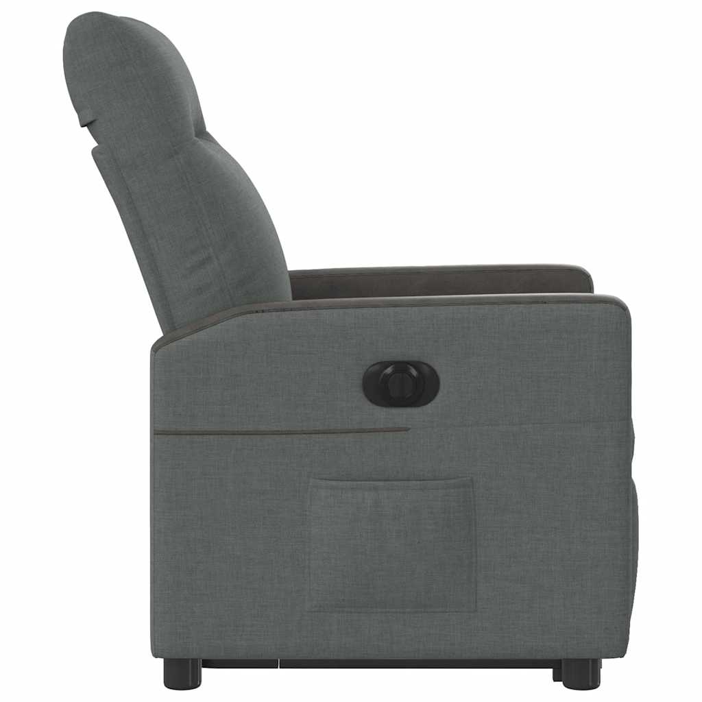 vidaXL Fotoliu electric rabatabil cu ridicare, gri închis, textil