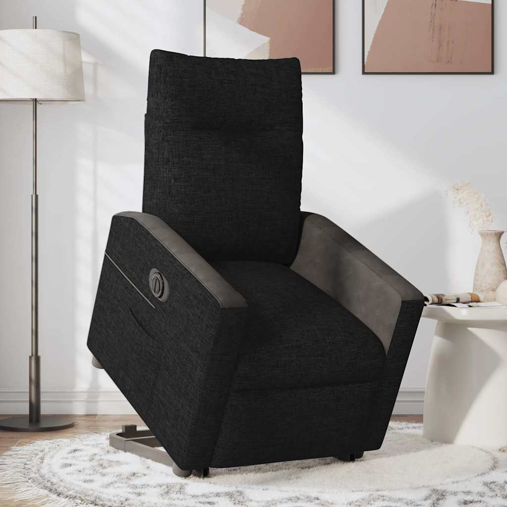 vidaXL Fotoliu electric rabatabil cu ridicare, negru, textil