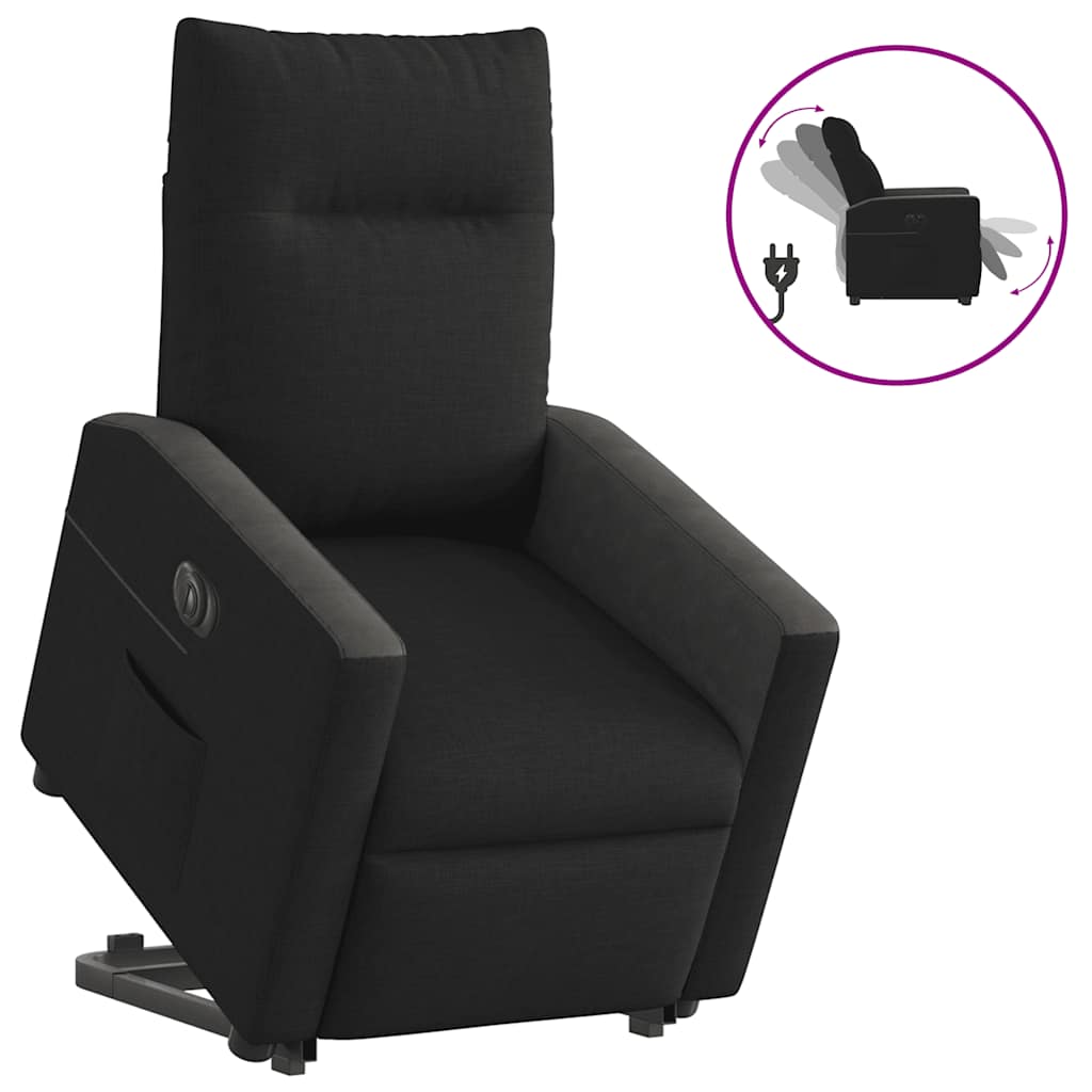 vidaXL Fotoliu electric rabatabil cu ridicare, negru, textil