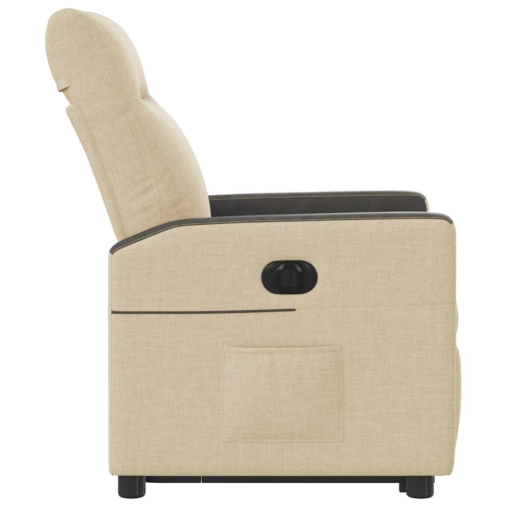 vidaXL Fotoliu electric rabatabil cu ridicare, crem, textil