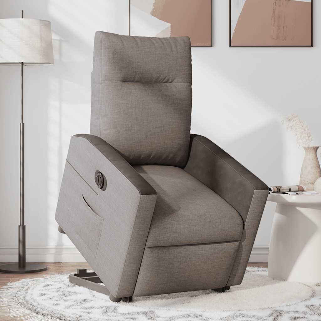 vidaXL Fotoliu electric rabatabil cu ridicare, gri taupe, textil