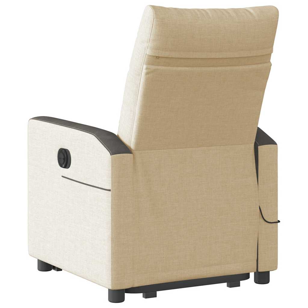 vidaXL Fotoliu electric de masaj rabatabil cu ridicare, crem, textil vidaXL Fotoliu electric de masaj rabatabil cu ridicare, crem, textil