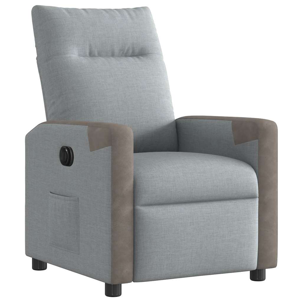 vidaXL Fotoliu rabatabil electric, gri deschis, textil
