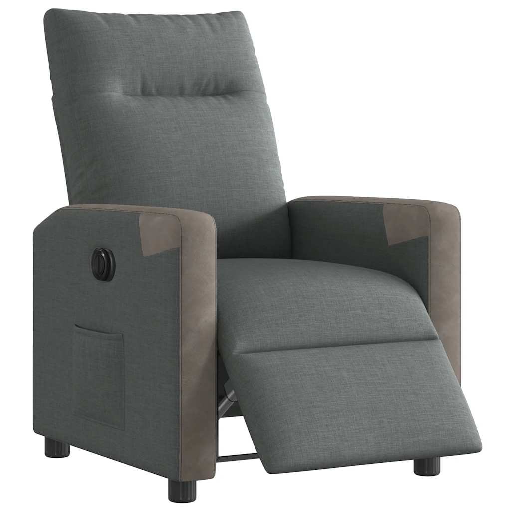 vidaXL Fotoliu rabatabil electric, gri închis, material textil