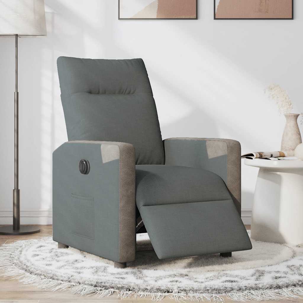 vidaXL Fotoliu rabatabil electric, gri închis, material textil