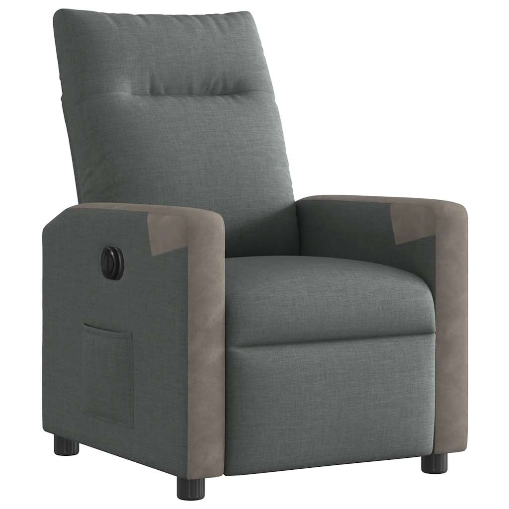 vidaXL Fotoliu rabatabil electric, gri închis, material textil