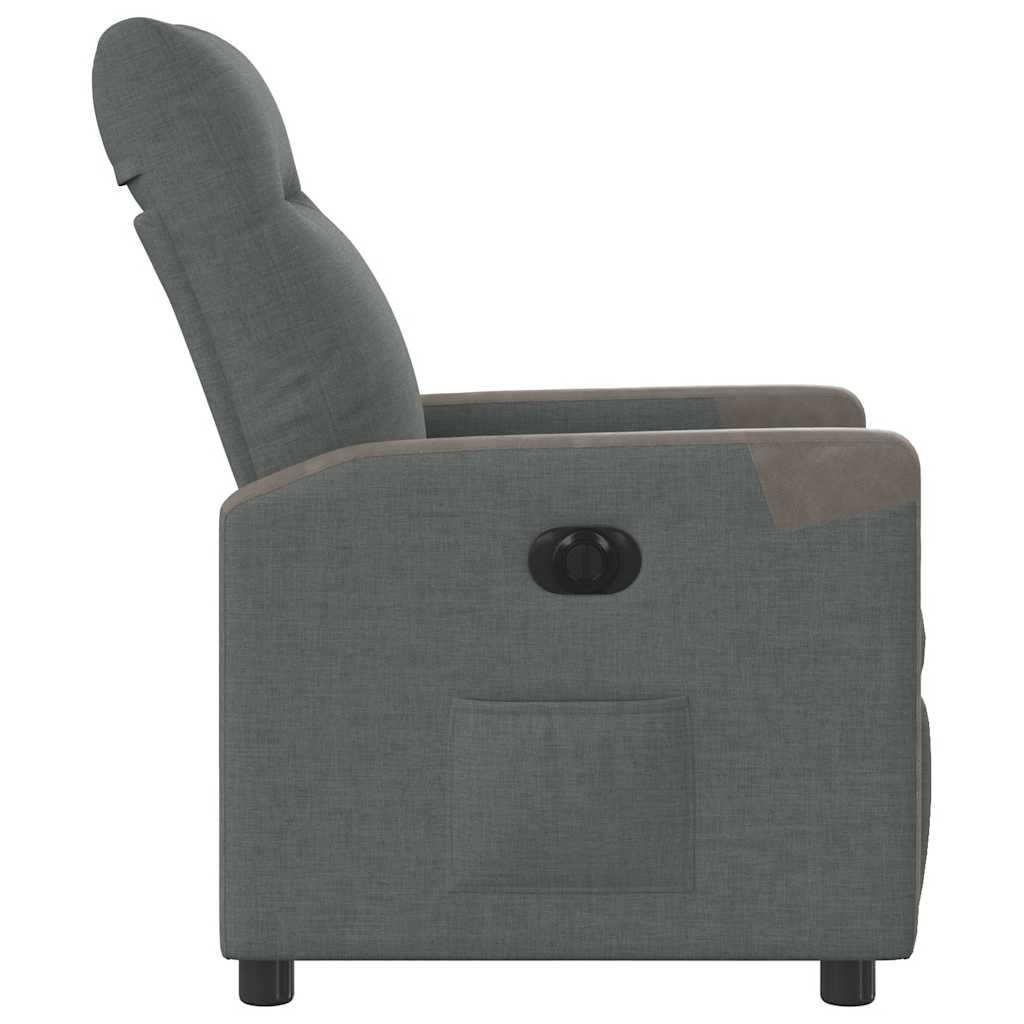 vidaXL Fotoliu rabatabil electric, gri închis, material textil
