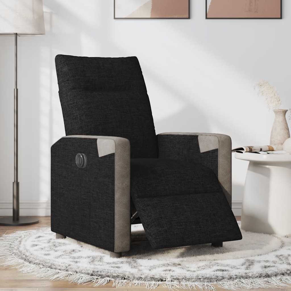 vidaXL Fotoliu rabatabil electric, negru, material textil