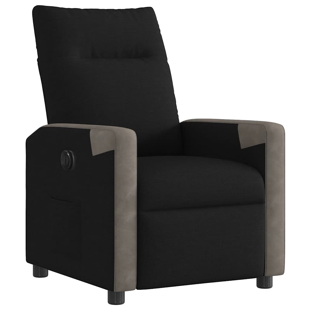 vidaXL Fotoliu rabatabil electric, negru, material textil