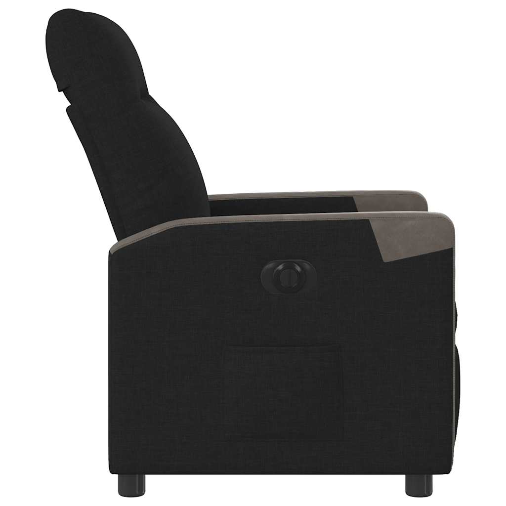 vidaXL Fotoliu rabatabil electric, negru, material textil