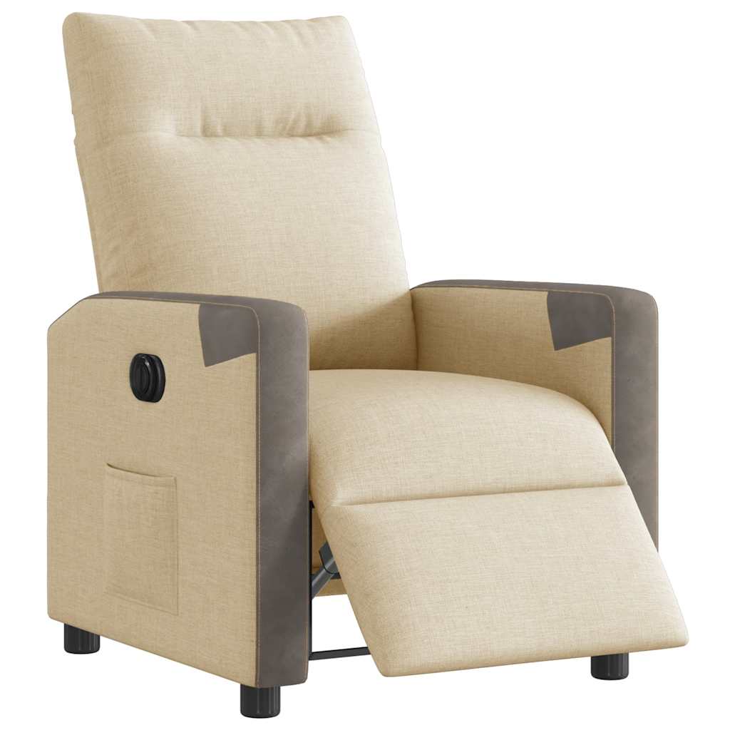 vidaXL Fotoliu rabatabil electric, crem, material textil